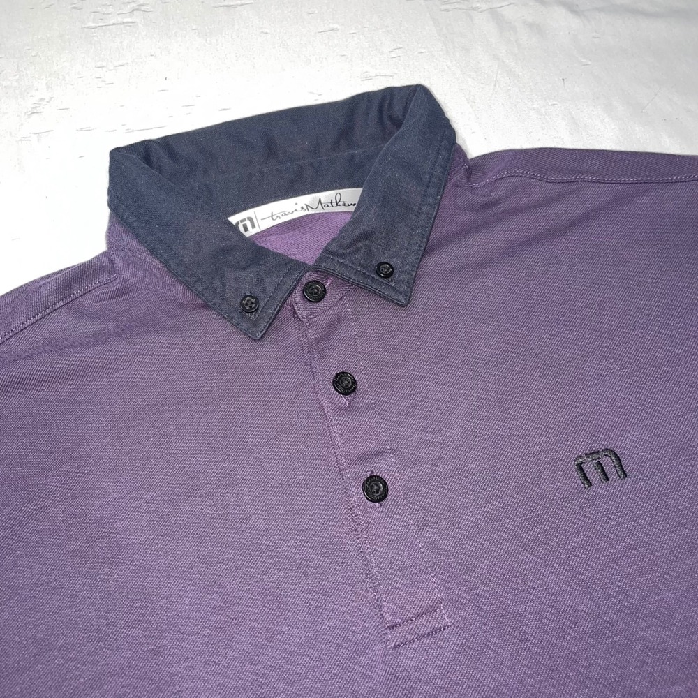 TravisMathew Mens Purple Pima Cotton Blend Short Sleeve Golf Polo Shirt Size M